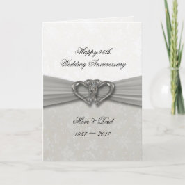 ダマスク 25周年 結婚記念日 グリーティングカード