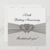 ダマスク 25周年 結婚記念日 招待状 (正面/裏面)