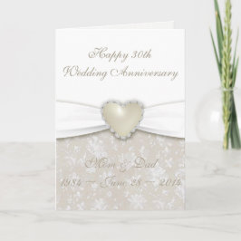 ダマスク 30周年 結婚記念日 グリーティングカード