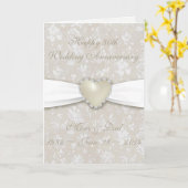 ダマスク 30周年 結婚記念日 グリーティングカード (黄色い花)