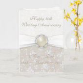 ダマスク 30周年 結婚記念日 グリーティングカード (黄色い花)