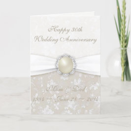 ダマスク 30周年 結婚記念日 グリーティングカード