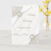 ダマスク 30周年 結婚記念日 グリーティングカード (黄色い花)