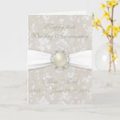 ダマスク 30周年 結婚記念日 グリーティングカード (黄色い花)