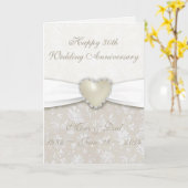 ダマスク 30周年 結婚記念日 グリーティングカード (黄色い花)