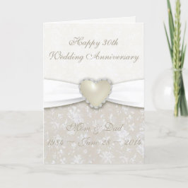 ダマスク 30周年 結婚記念日 グリーティングカード