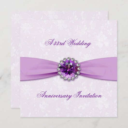 ダマスク 33周年 結婚記念日 招待状 (正面/裏面)