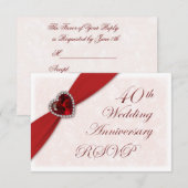 ダマスク 40周年 結婚式招待状 出欠カード (正面/裏面)