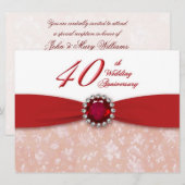 ダマスク 40周年 結婚式招待状 招待状 (正面/裏面)