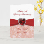 ダマスク 40周年 結婚記念日 デザイン カード (黄色い花)