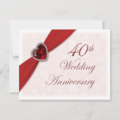 ダマスク 40周年 結婚記念日 招待状 (正面)