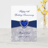 ダマスク 45周年 結婚記念日 グリーティングカード (黄色い花)