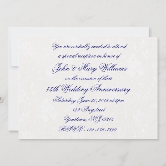 ダマスク 45周年 結婚記念日 招待状 (裏面)