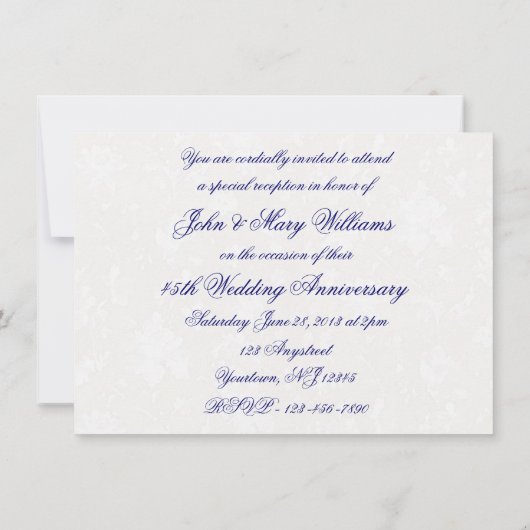 ダマスク 45周年 結婚記念日 招待状 (裏面)