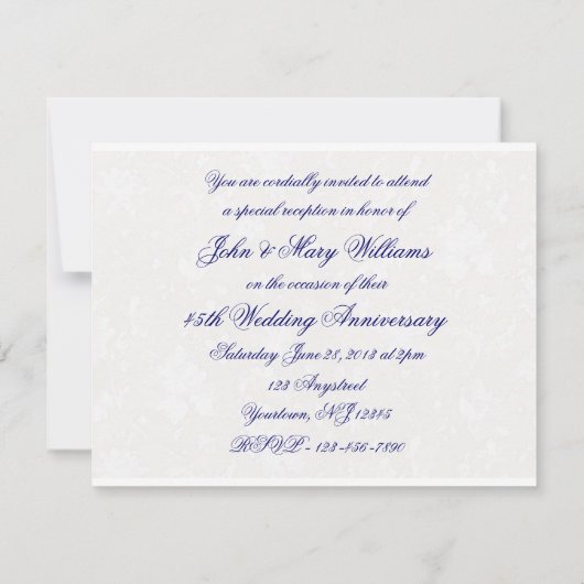 ダマスク 45周年 結婚記念日 招待状 (裏面)