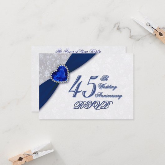 ダマスク 45周年 結婚記念日 招待状 (正面/裏面インサイチュ)