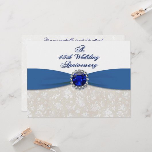 ダマスク 45周年 結婚記念日 招待状 (正面/裏面インサイチュ)