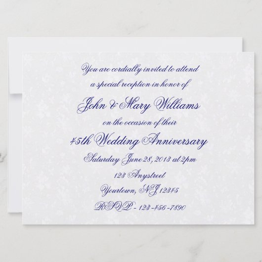 ダマスク 45周年 結婚記念日 招待状 (裏面)