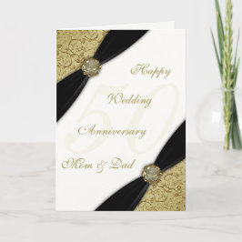 ダマスク 50周年 結婚記念日 グリーティングカード