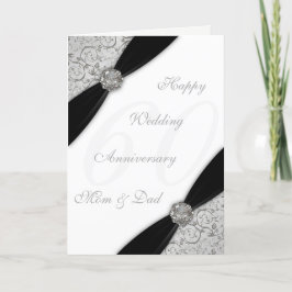 ダマスク 60周年 結婚記念日 グリーティングカード