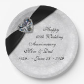 ダマスク 60周年 結婚記念日 ペーパープレート (正面)