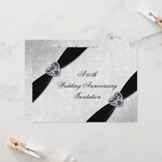 ダマスク 60周年 結婚記念日 招待状 (正面/裏面インサイチュ)