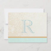 ダマスクHummingbirdバードケージ結婚式の日付を保存 招待状 (裏面)