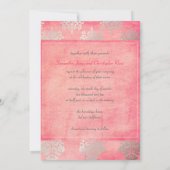 ダマスグランジク/ピンク/シルバーフェイク結婚式招待状 招待状 (裏面)