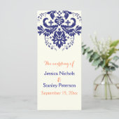 ダマスコネイビーブルー,サンゴアイボリー結婚式プログラム プログラム (スタンド正面)