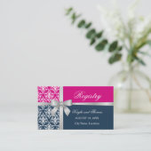 ダマスシルバフェイクーリボンネイビーブルー明るい赤紫色 エンクロージャーカード (スタンド正面)