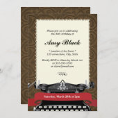 ダマススタイリッシュクタイプライター誕生日招待状 招待状 (正面/裏面)