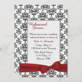 ダマススタイリッシュク結婚式リハーサルディナー招待状 招待状 (正面/裏面)