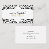ダマスタイリッシュスクエレガントレース金ゴールド白黒 名刺 (正面/裏面)