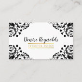 ダマスタイリッシュスクエレガントヴィンテージ金ゴールド白黒 名刺 (正面)