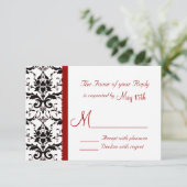 ダマスビクトリアンク白黒レッドストライプRSVP 出欠カード (スタンド正面)