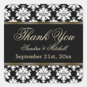 ダマック黒白ありがとう スクエアシール (正面)