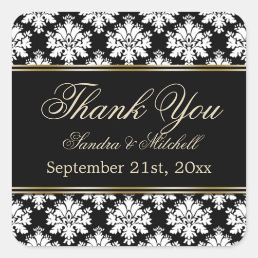 ダマック黒白ありがとう スクエアシール (正面)