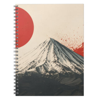 ダマバンド山のミニマリスト壁画 - 赤い太陽の抽象画 ノートブック