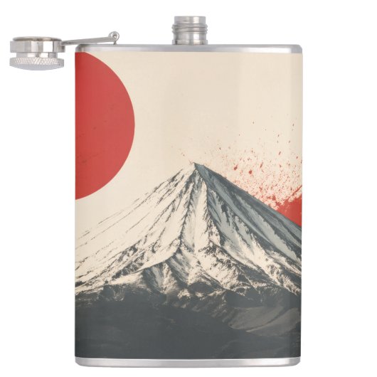 ダマバンド山のミニマリスト壁画 - 赤い太陽の抽象画 フラスク (オープン)