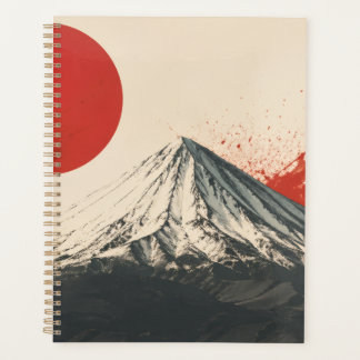 ダマバンド山のミニマリスト壁画 - 赤い太陽の抽象画 プランナー手帳
