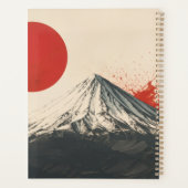ダマバンド山のミニマリスト壁画 - 赤い太陽の抽象画 プランナー手帳 (裏面)