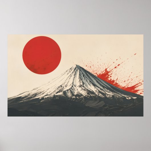 ダマバンド山のミニマリスト壁画 - 赤い太陽の抽象画 ポスター (正面)