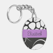 ダマフランスのスク、キリン、白黒、お名前 キーホルダー (正面左)