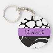 ダマフランスのスク、キリン、白黒、お名前 キーホルダー (正面)