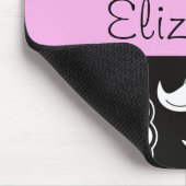 ダマフランスのスク、花、白黒、あなたの名前 マウスパッド (コーナー)