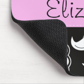 ダマフランスのスク、花、白黒、あなたの名前 マウスパッド (コーナー)