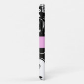 ダマフランスのスク、花、白黒、あなたの名前 Case-Mate iPhoneケース (裏面/右)