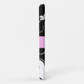 ダマフランスのスク、花、白黒、あなたの名前 Case-Mate iPhoneケース (裏面/右)