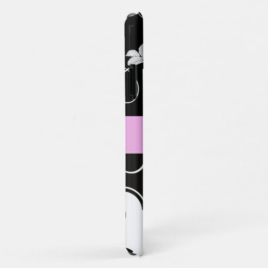 ダマフランスのスク、花、白黒、あなたの名前 Case-Mate iPhoneケース (裏面/右)