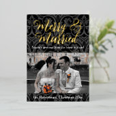 ダマメリースク結婚した・ホリデー写真 箔シーズンカード (立ち正面)